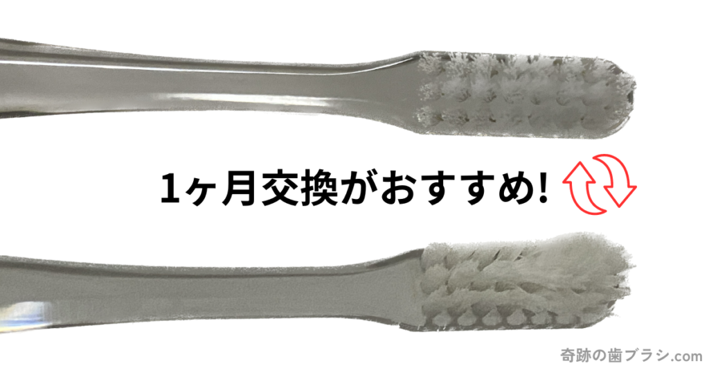 新品の奇跡の歯ブラシと40日以上使用した奇跡の歯ブラシ